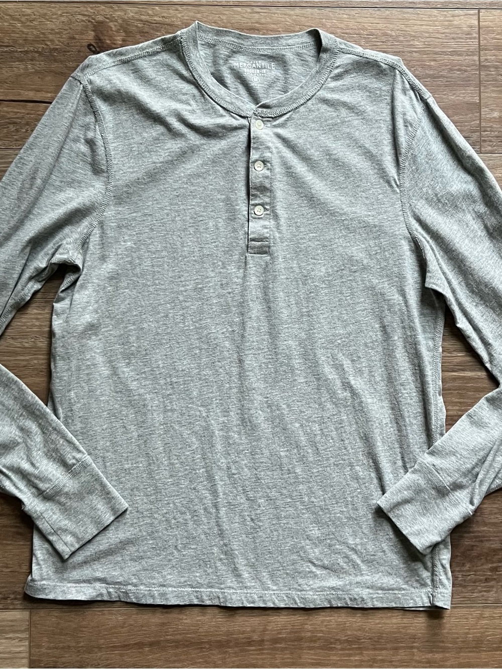 J. Crew Heather Gray Long-Sleeve Henley mens medium